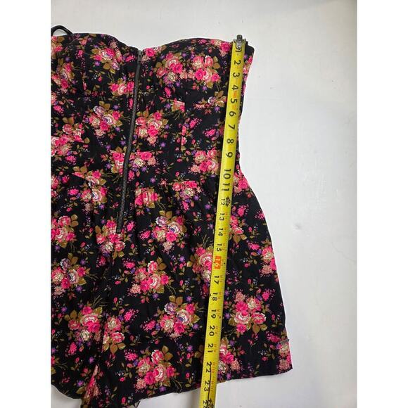 PINK by Victoria's Secret Multicolor Floral Cotton Romper Strapless Size Large - Picture 5 of 11